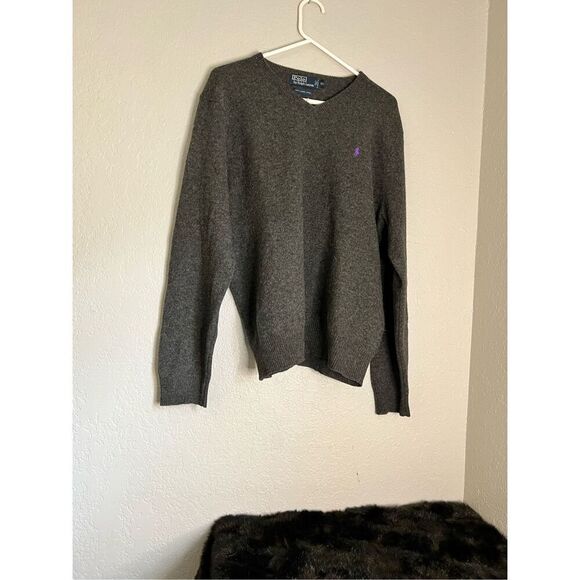 RALPH LAUREN POLO 100% WOOL KNIT V-Neck Sweater Mens XL - Picture 1 of 3
